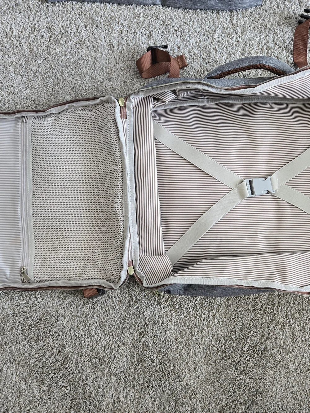 Loveook-Grey Canvas Travel Backpack with Brown Accents